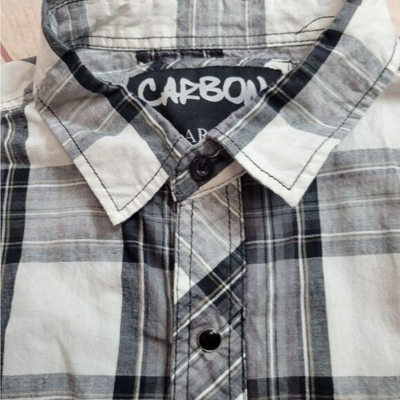 Carbon western plaid button-down shirt L - Picture 3 of 5
